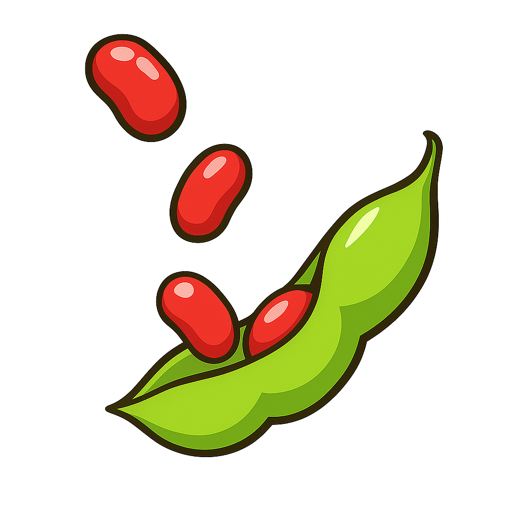 Opened pod with red beans